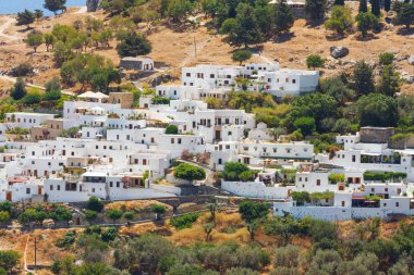 lindos Panorama. Rhodes, Yunanistan. 