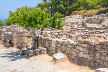 Antik Yunan duvarları ve sütunları Rodos 'un Kamiros Adası' ndaki arkeoloji sahasını harabeye çevirdi 