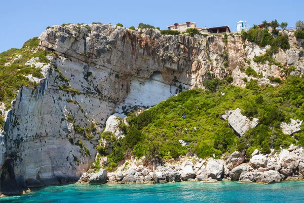 Piękne błękitne jaskinie na wyspie zakynthos, Grecja — Zdjęcie stockowe