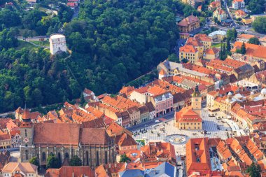 eski şehir, brasov, Transilvanya, Romanya havadan görünümü