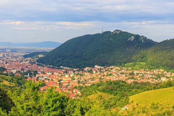 Eski şehir, brasov, Transilvanya, Romanya havadan görünümü — Stok fotoğraf