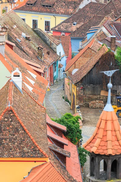 View of Sighisoara from the clock tower, Romania — Stock Photo, Image
