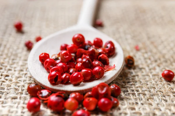 Spicy Red Pepper on wooden spoon — Stock Photo, Image