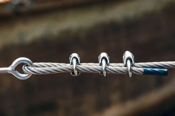 Close Steel Turnbuckle Sling Steel Construction Site — Stock Photo, Image