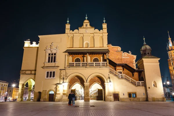 Sukiennice Plaza Del Mercado Principal Cracovia Por Noche Polonia — Foto de Stock