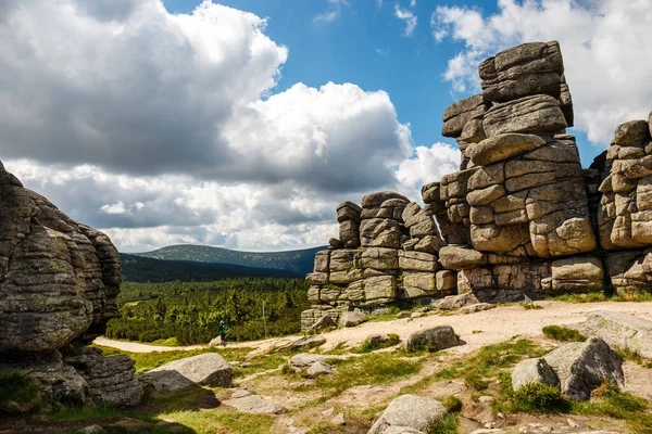 Slonecznik Rock Formation Karkonosze Hands Poland — стокове фото