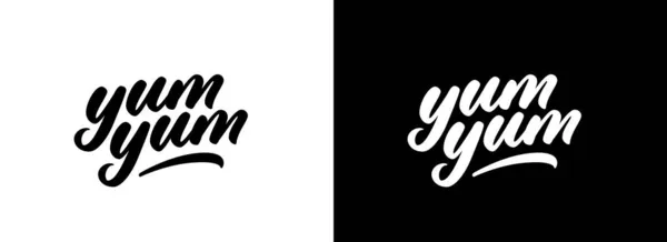 Yum Yum Letra Manuscrita Diseño Del Logo Del Vector — Vector de stock