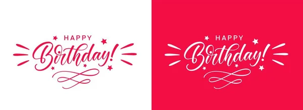 Днем Рождения Каллиграфия Надписью Белом Красном Фоне Текст Дизайна Поздравительных — стоковый вектор