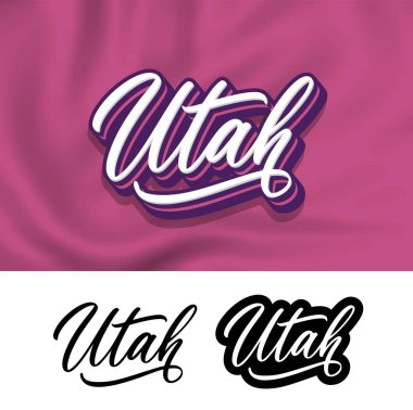 Utah el yazısı tasarımı. Modern hat sanatı. Vektör çizimi. Utah mesaj vektörü. Moda tipografi tasarımı.