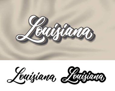 Louisiana, kıyafet baskısı için el yazısı tasarımı. Beyaz arkaplanda vektör harfleri izole edildi.
