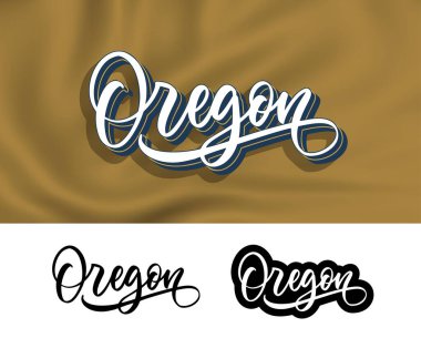 Oregon, kıyafet baskısı için el yazısı tasarımı. Tişört için vektör sloganı. Modern tipografi tasarımı. Moda biçimi.