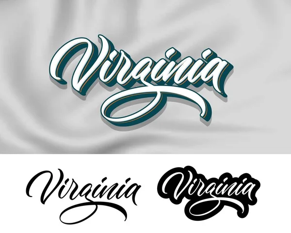 Virgínia Mão Lettering Design Caligrafia Moderna Ilustração Vetorial Vetor Texto — Vetor de Stock