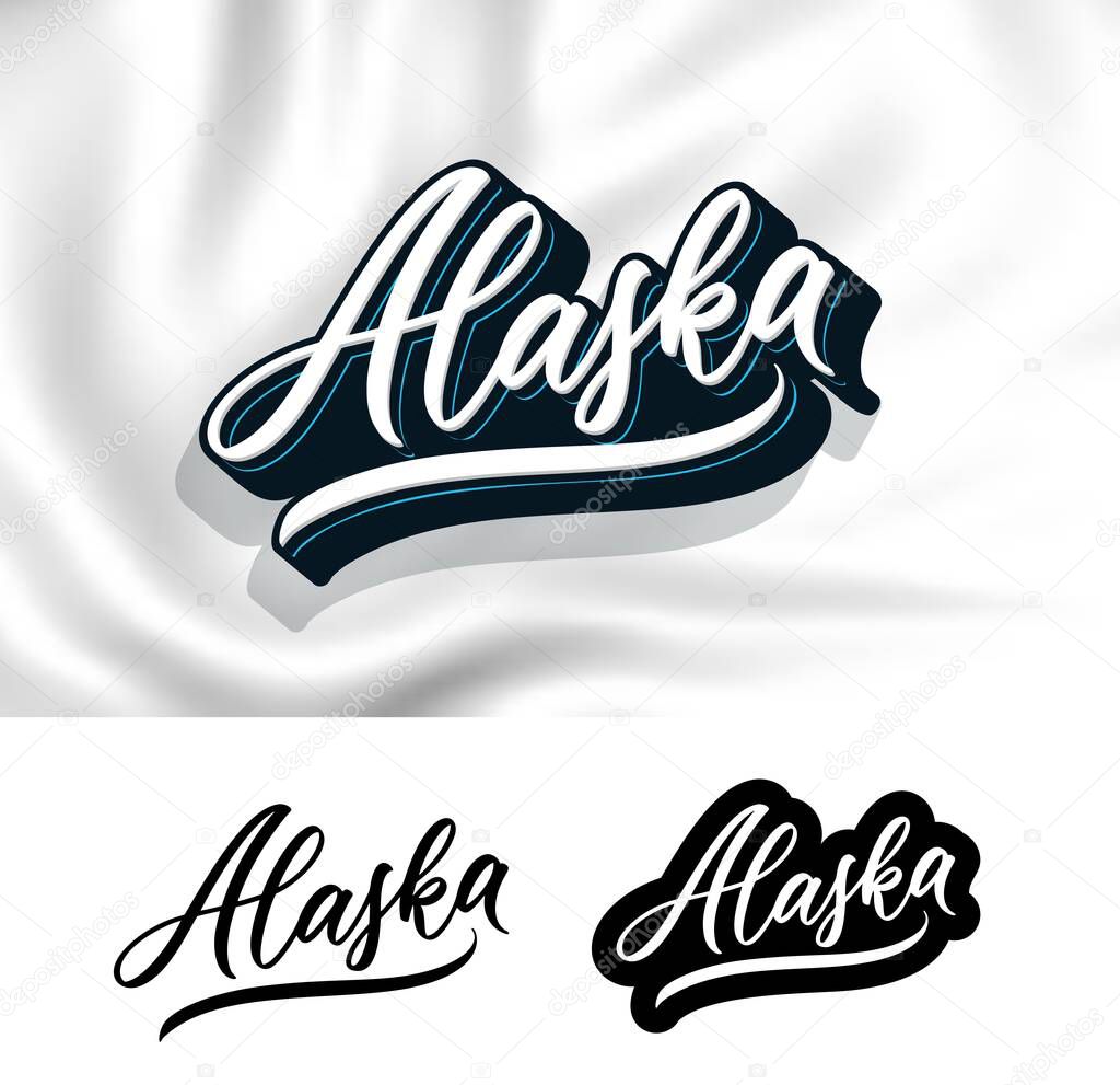 Alaska hand lettering design. Modern calligraphy. Vector illustration. Alaska text vector. Trendy typography design.