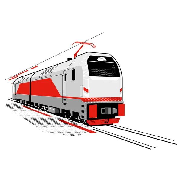 未来派火车头灰红色调的矢量艺术 — 图库矢量图片