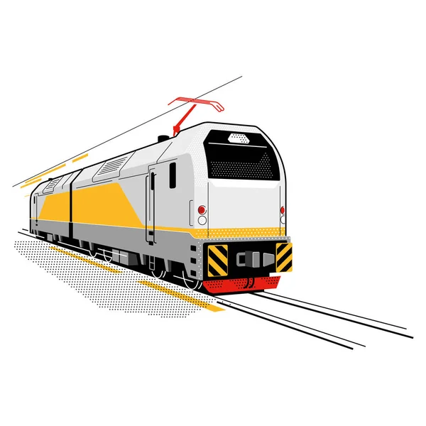 未来派火车头灰黄色调的矢量艺术 — 图库矢量图片