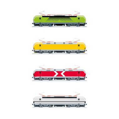 Modern elektrikli lokomotif. Yan görünüm.