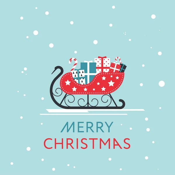 Noel hediyeleriyle dolu bir kızak. Vektör sanatı