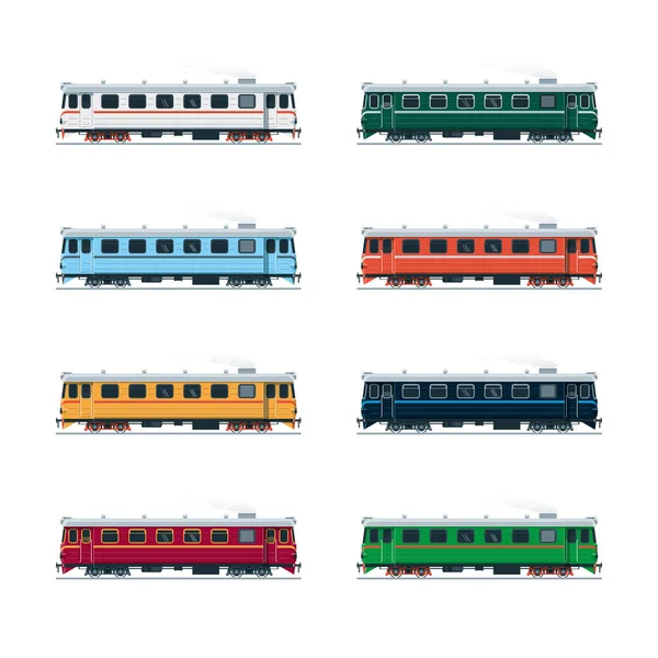 Železniční vůz v osmi barevných variantách — Stockový vektor