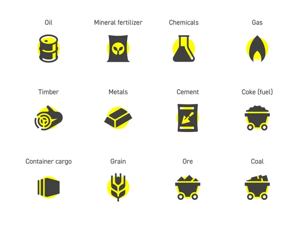 Ham maddeler. 12 simge seti