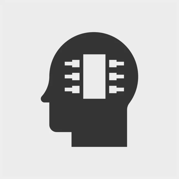 Microchip en la cabeza. Icono de vector simple — Archivo Imágenes Vectoriales