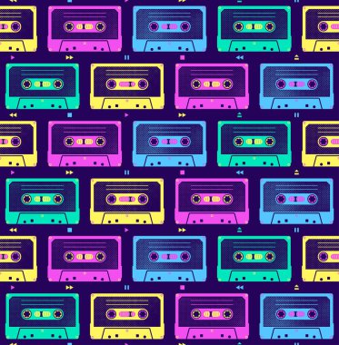 Ses kasetleri. Doksanların tarzında kusursuz vektör deseni