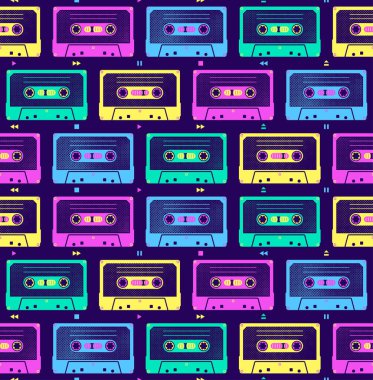 Ses kasetleri. Doksanların tarzında kusursuz vektör deseni
