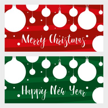 Oyuncak ve kar taneli iki Noel kartı.