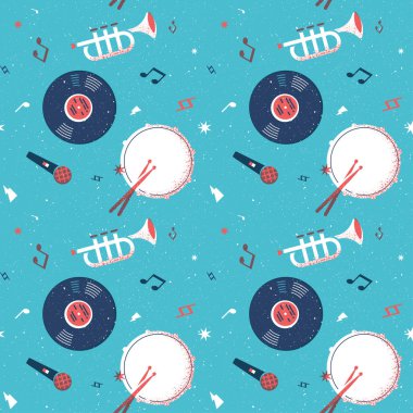 Müzik partisi. Kütleli deseni olan kusursuz vektör deseni