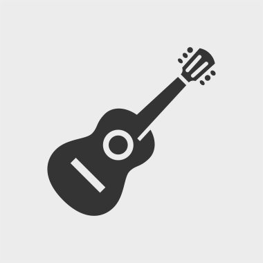 Akustik gitar. Siyah ve beyaz vektör simgesi