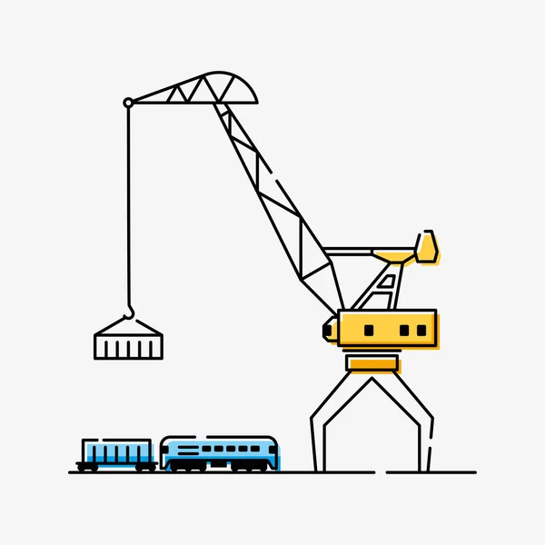 İskele vinci, konteynırı demiryolu platformundan kaldırır.