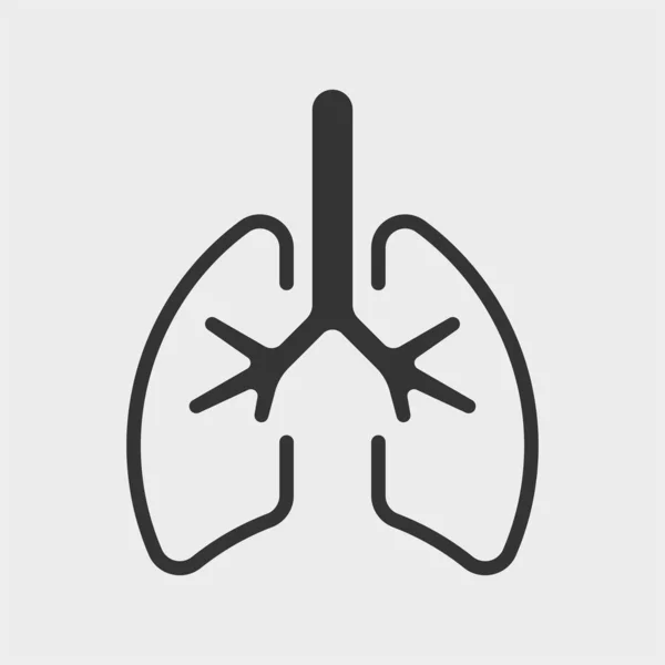 Pulmones. Vector simple icono en blanco y negro — Archivo Imágenes Vectoriales