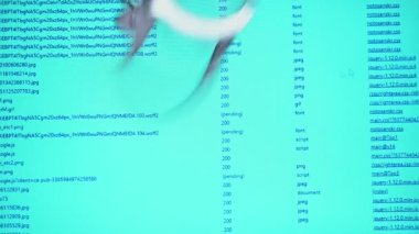 Görünür program kodlu bulanık bilgisayar ekranı ve kelepçeler. Siber suç kavramı