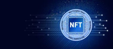 NFT non-fungible token. Technology abstract. NFT concept. clipart