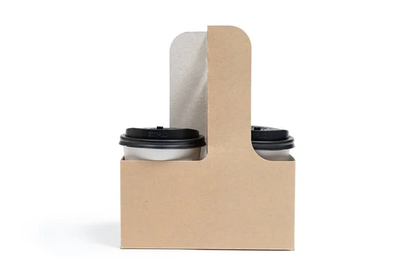 Wegwerp Papieren Koffiebeker Geïsoleerd Witte Achtergrond Koffie Drink Beweging Verpakking — Stockfoto