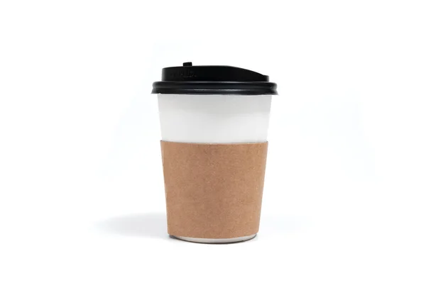 Tazza Caffè Carta Usa Getta Isolato Sfondo Bianco Caffè Bere — Foto Stock