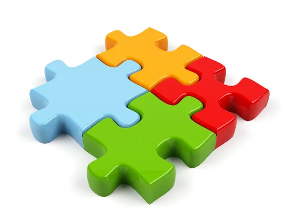 3d puzzle üzerine beyaz izole.