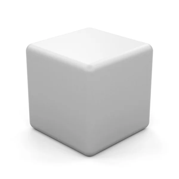 3D sześcian biały na białym tle. — Zdjęcie stockowe