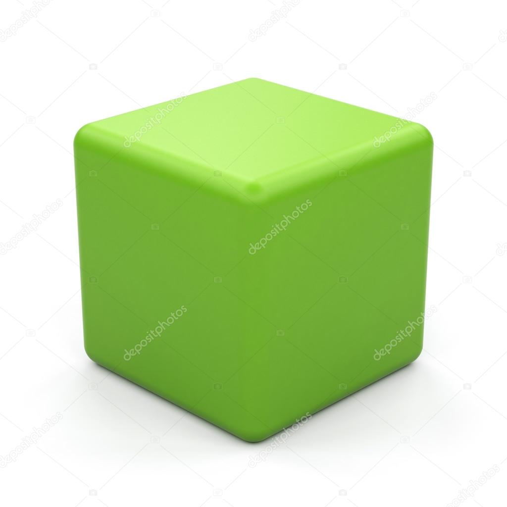 3d green cube isolated.