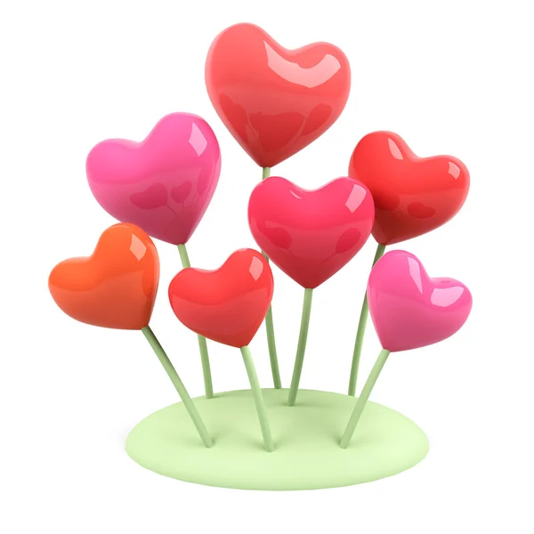 Heart flowers. 3d image. — Stock Photo, Image