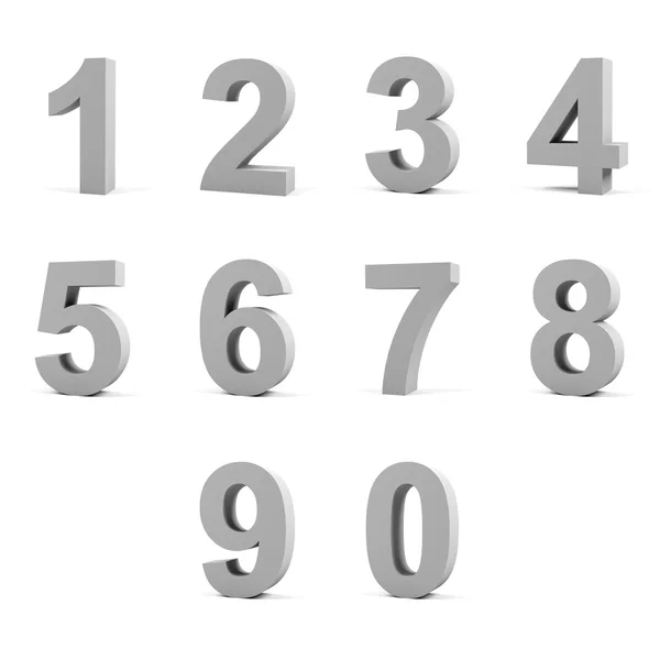 Number from 0 to 9 on white background. — Stock Photo, Image