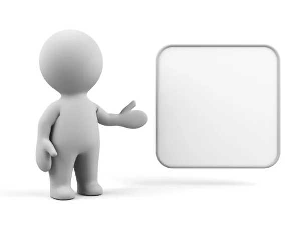 3d human with blank board. — Stock Photo, Image