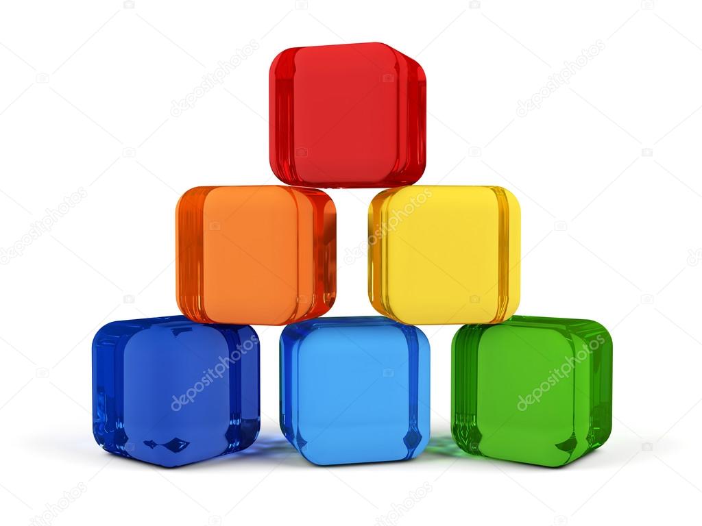 Cubes in rainbow colors.