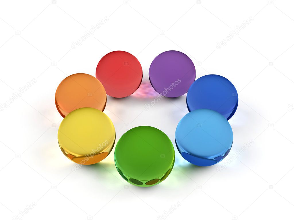 Spheres in rainbow colors.