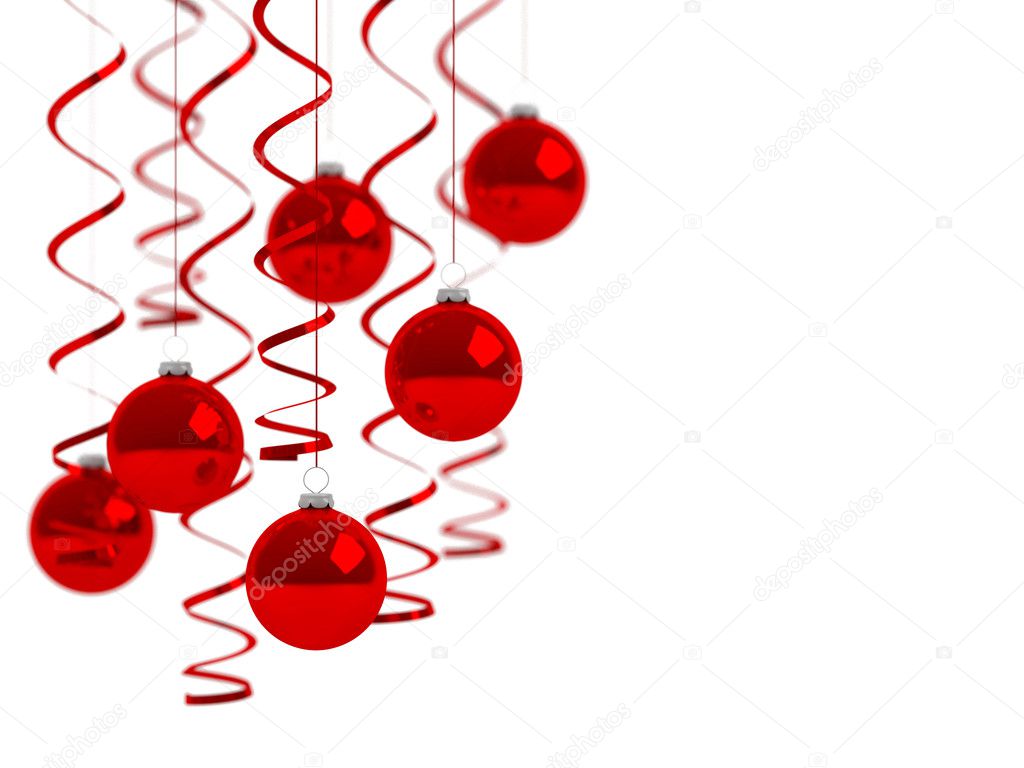 Christmas balls on white background.