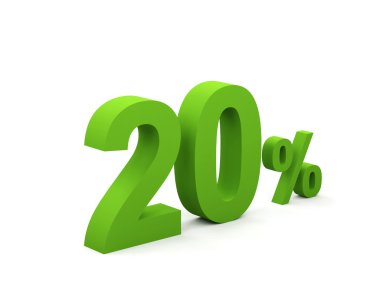 Beyaz arka plan üzerinde izole yüzde 20. 20
