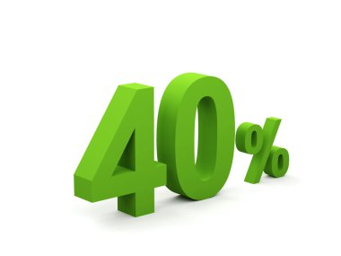 Beyaz arka plan üzerinde izole yüzde 40. 40