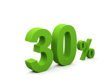 Beyaz arka plan üzerinde izole yüzde 30. 30