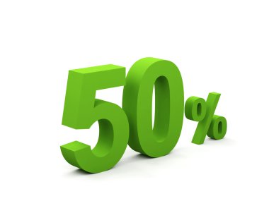 Beyaz arka plan üzerinde izole yüzde 50. 50