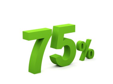 Beyaz arka plan üzerinde izole yüzde 75. 75