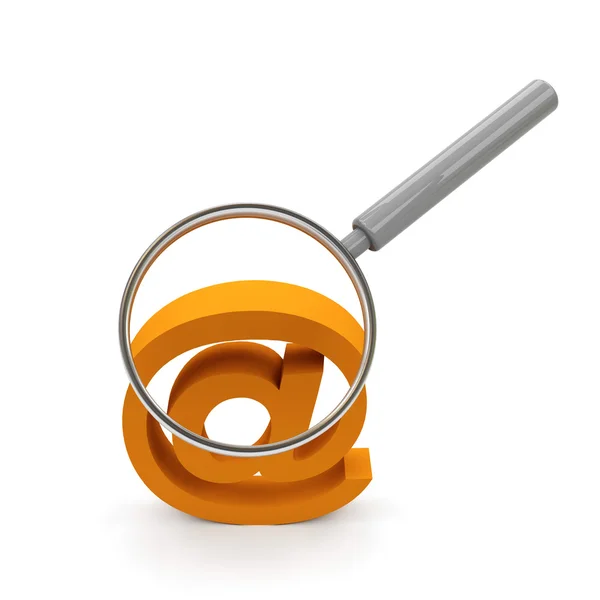 Symbool van e-mailberichten onder Vergrootglas. — Stockfoto
